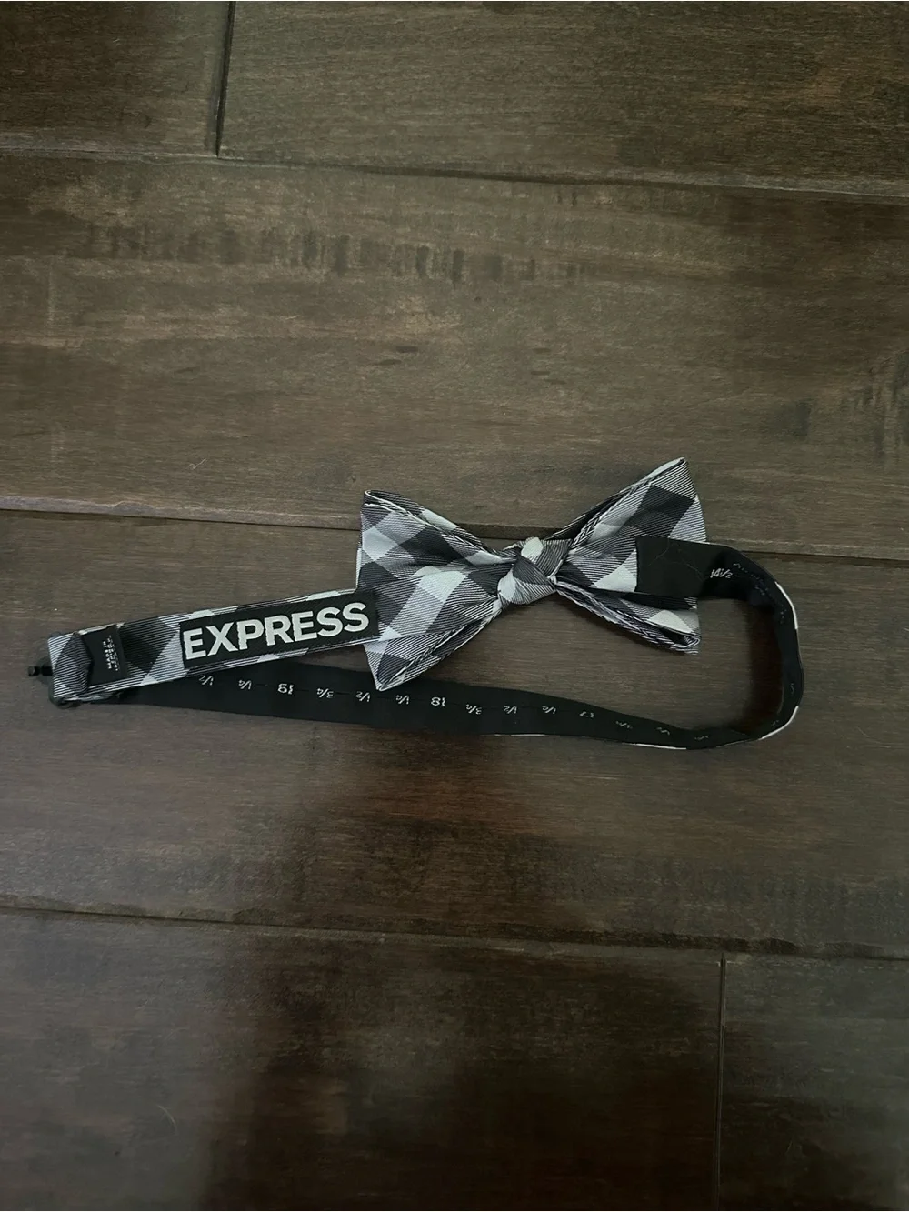 Express Black & Gray Plaid Bow Tie